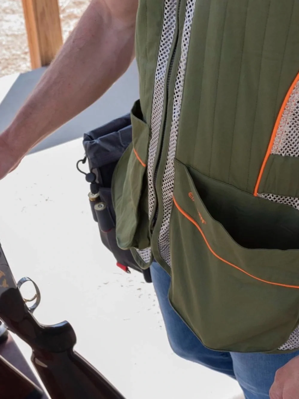 Olive Shooting Vest with Mesh Panels